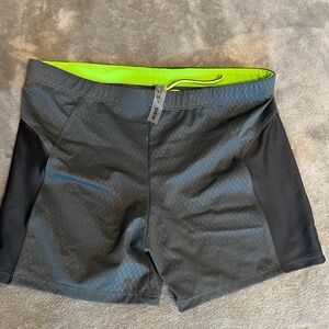 Black and Neon Green Swim Trunks